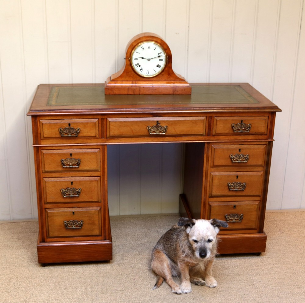 Edwardian Small Proportioned Light Oak Pedestal Desk View V