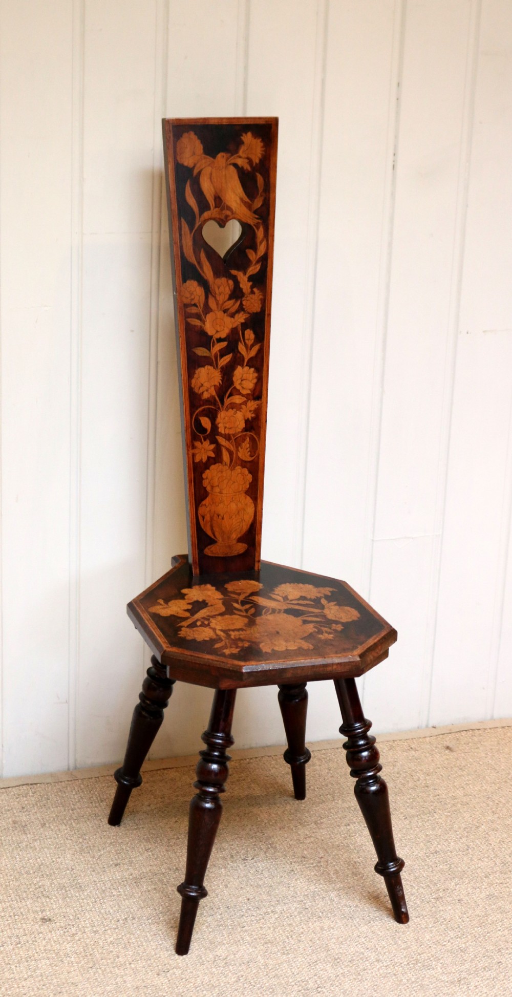 Ornate Pokerwork Spinning Chair