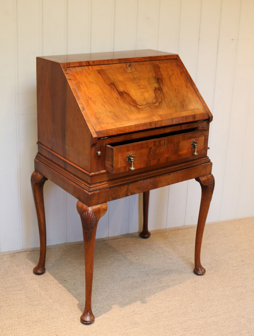 Queen Anne Style Walnut Ladies Bureau View VI