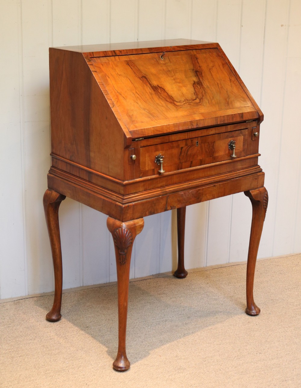 Queen Anne Style Walnut Ladies Bureau View VII