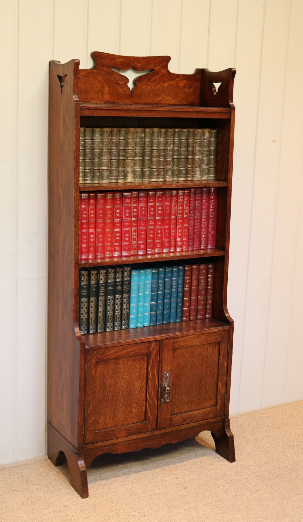 Oak Arts And Crafts Open Bookcase