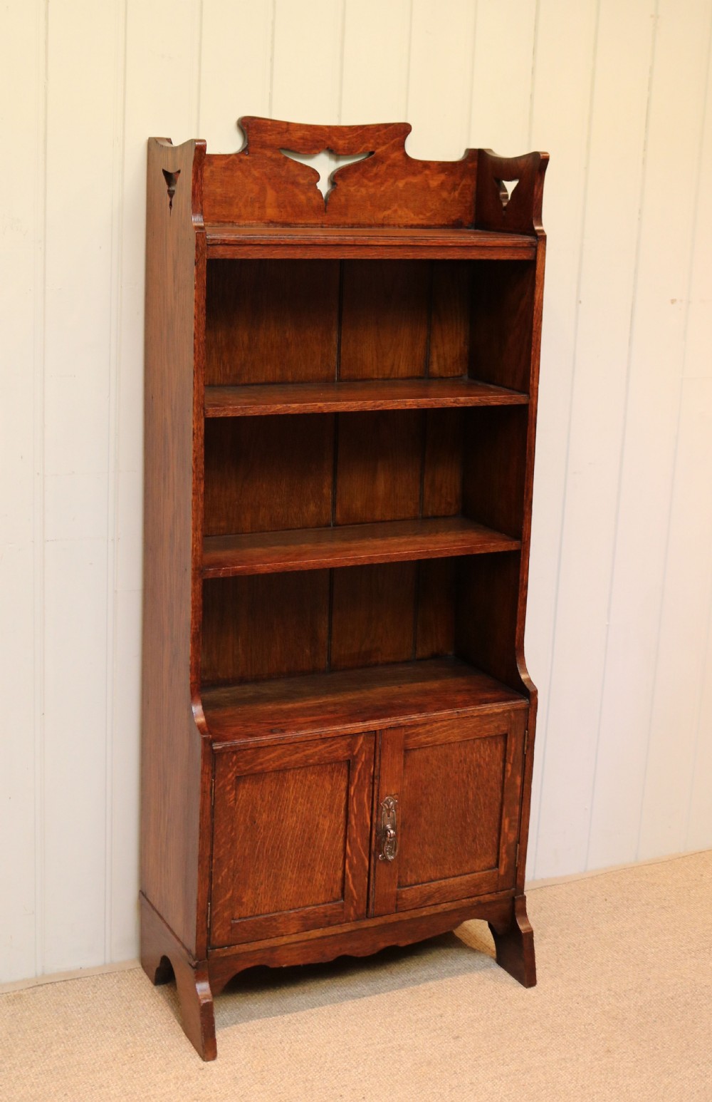Oak Arts And Crafts Open Bookcase View VI