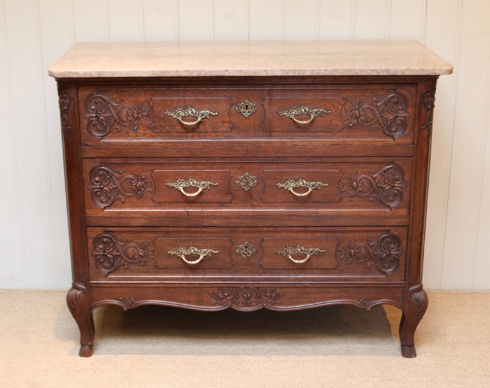 French Oak Marble Top Chest