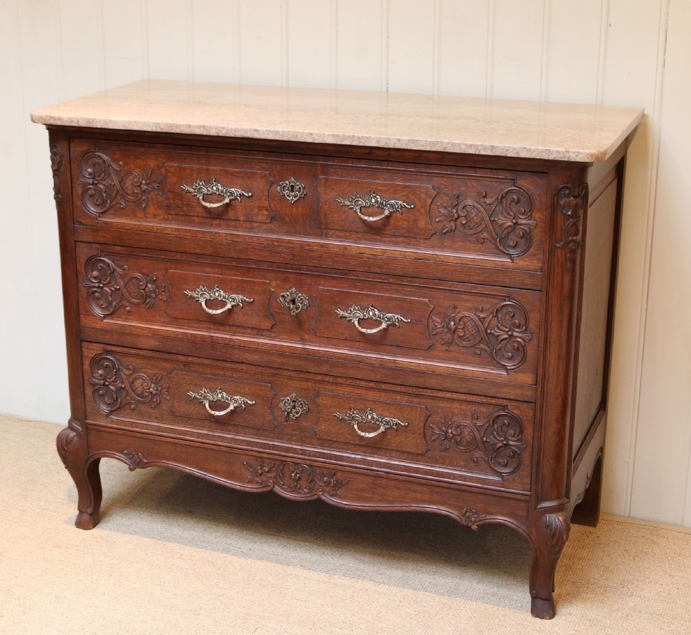 French Oak Marble Top Chest View II