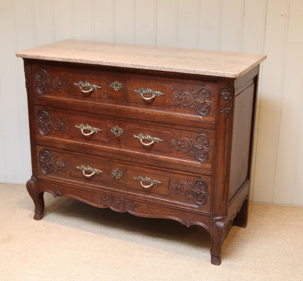 French Oak Marble Top Chest View VI