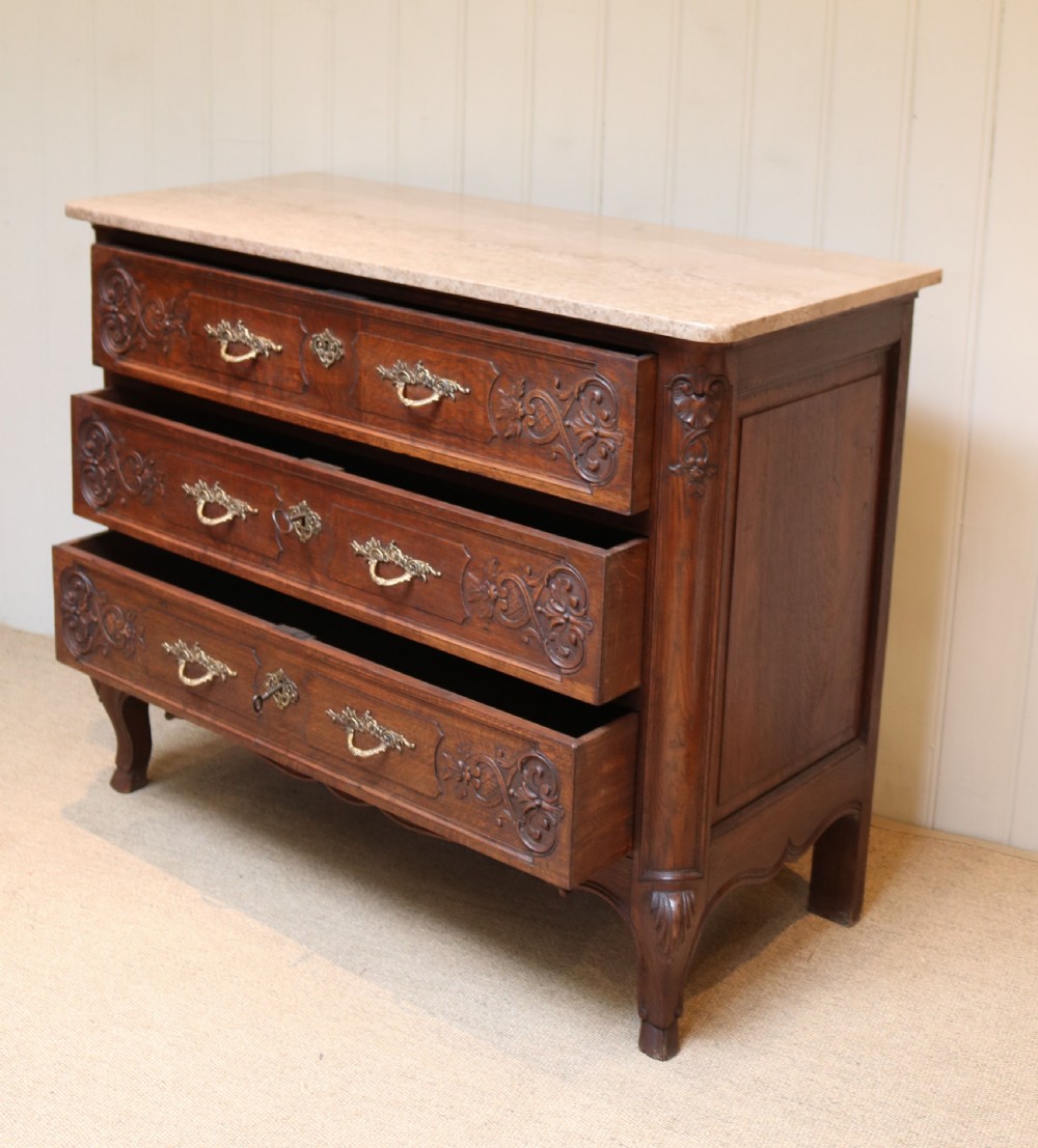 French Oak Marble Top Chest View VII