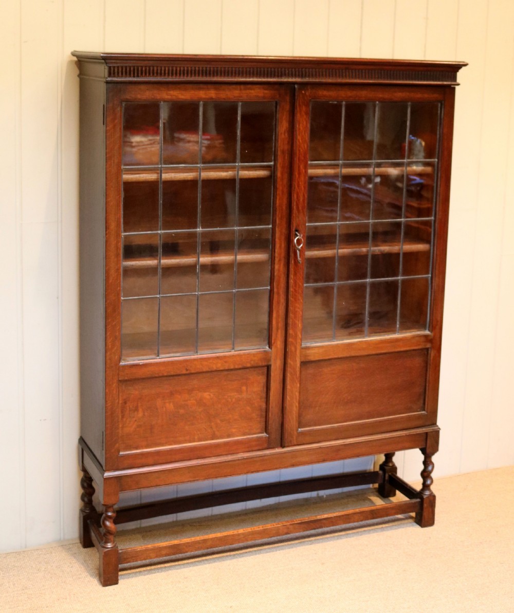 Oak Glazed Bookcase View VIII