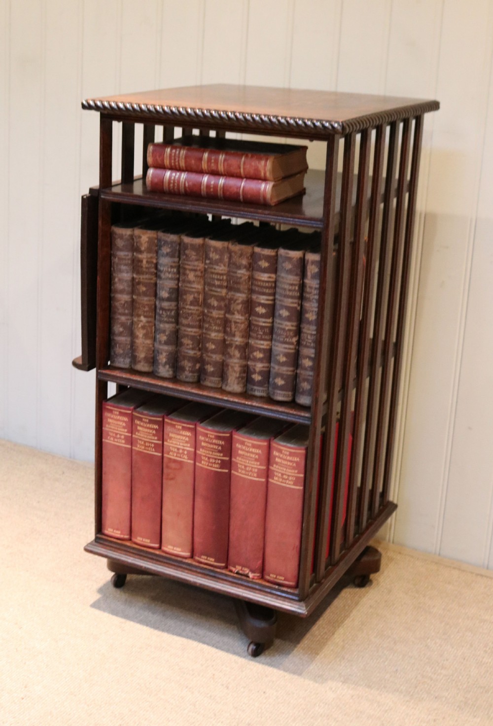 Edwardian Oak Revolving Bookcase View II
