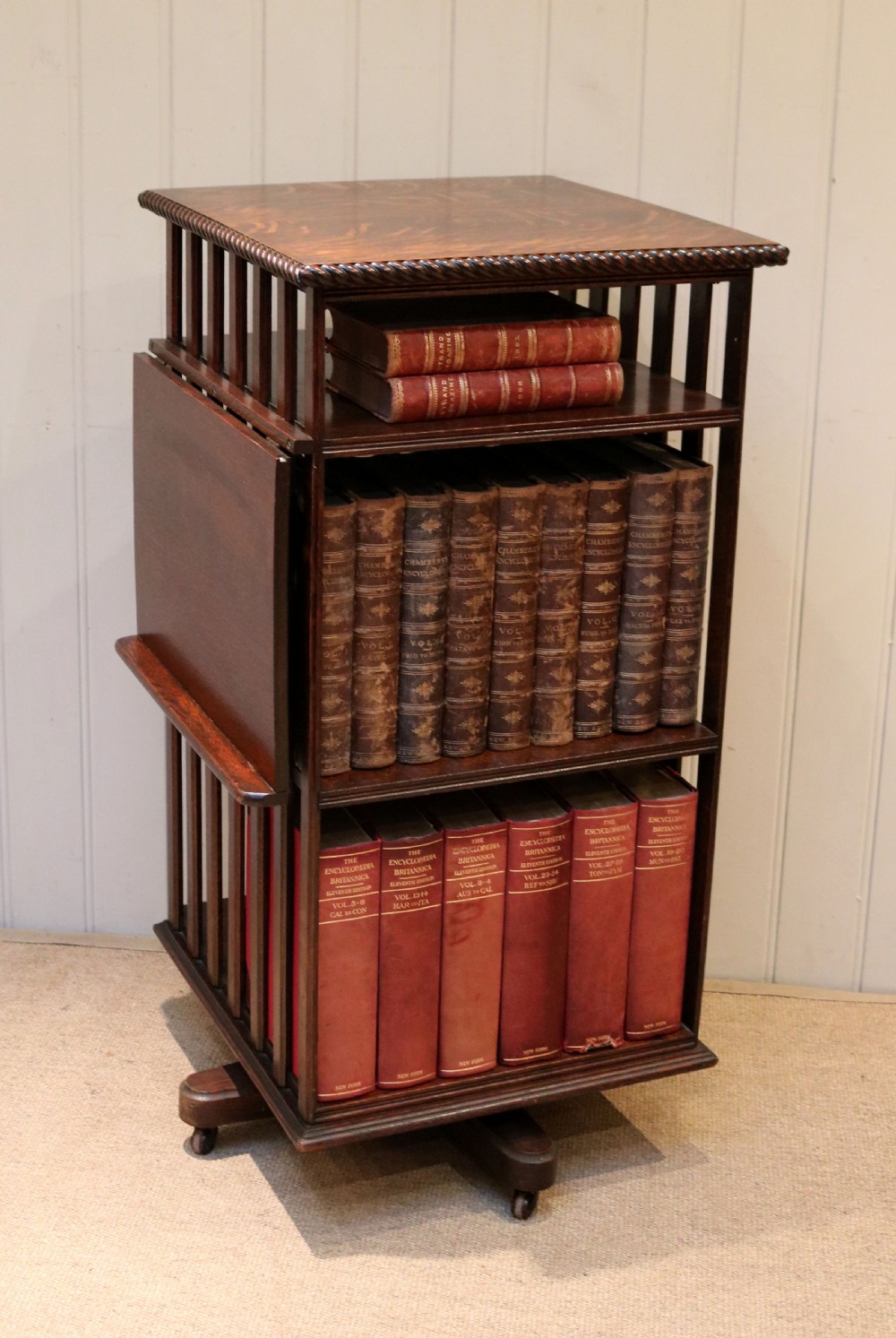 Edwardian Oak Revolving Bookcase View III