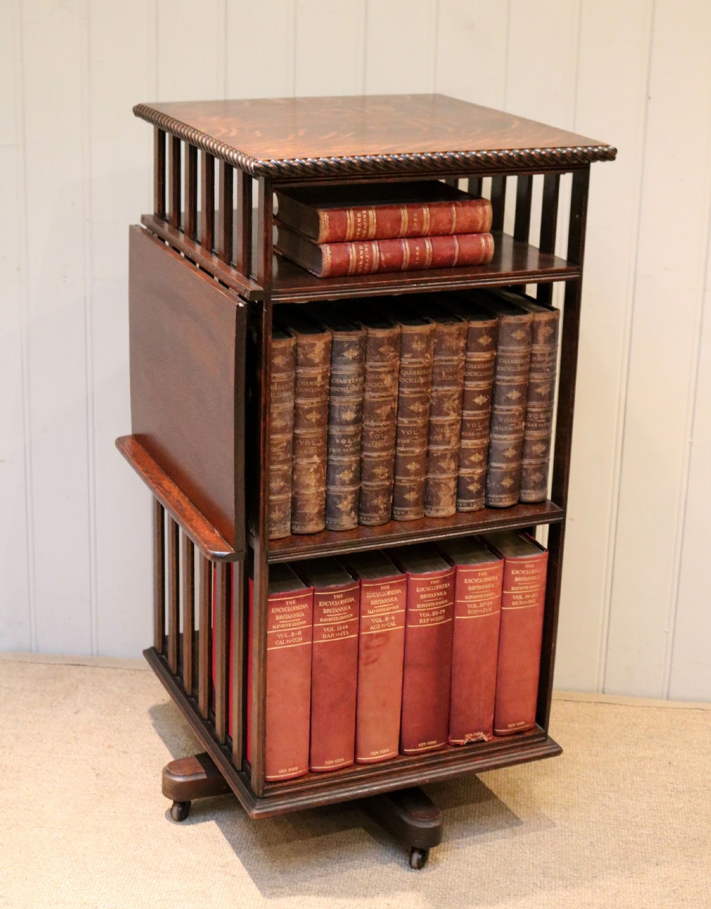 Edwardian Oak Revolving Bookcase View IV