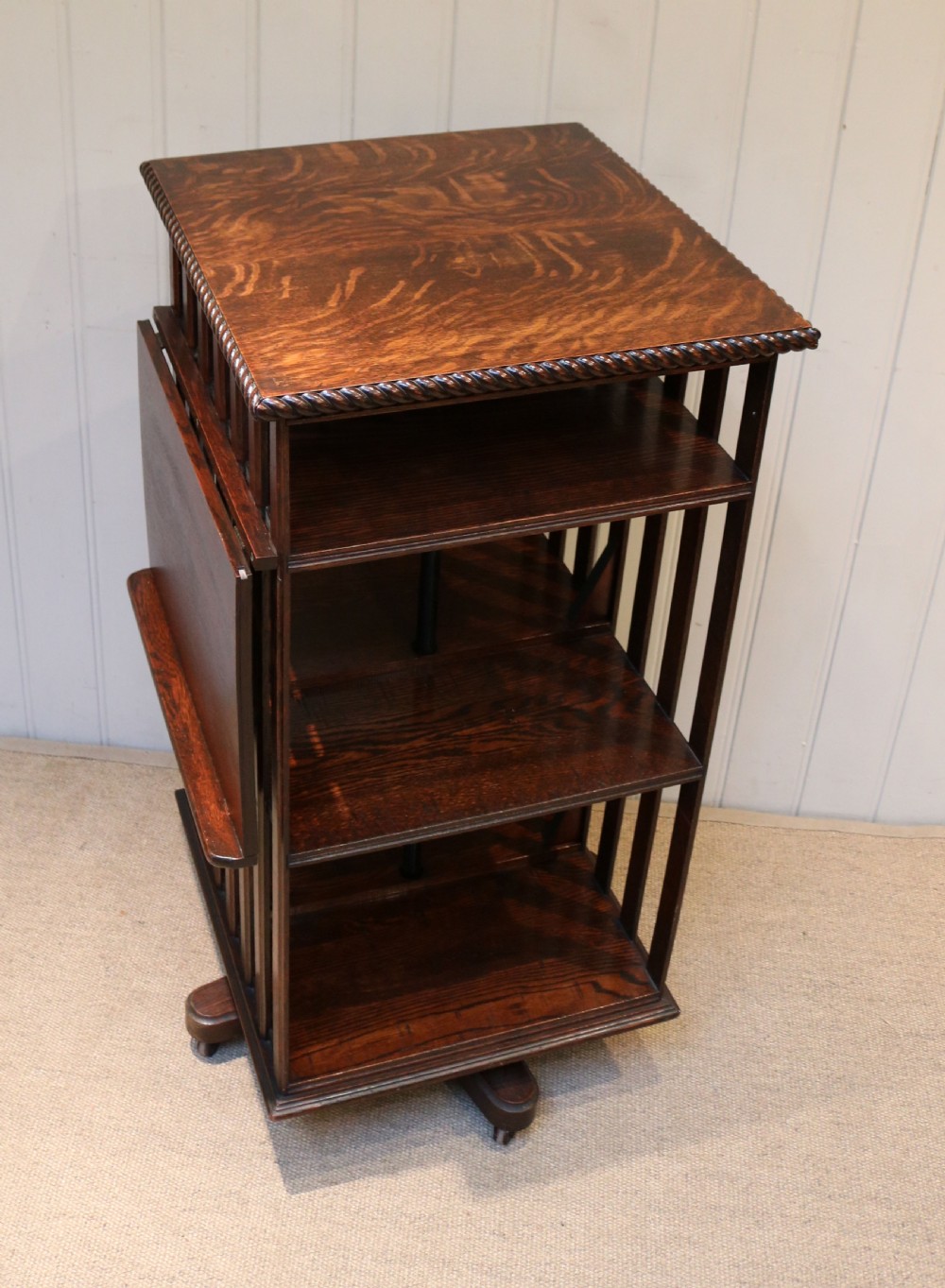 Edwardian Oak Revolving Bookcase View V