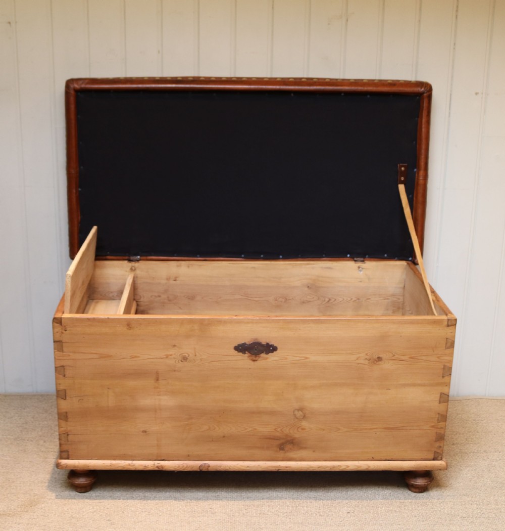 Victorian Pine Coffer With A leather Seat View VI