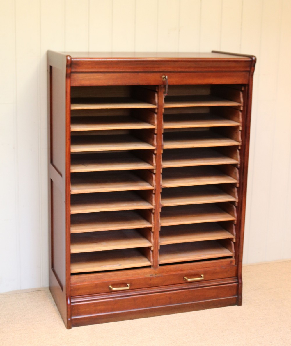 Mahogany Tambour Front Filing Cabinet View II
