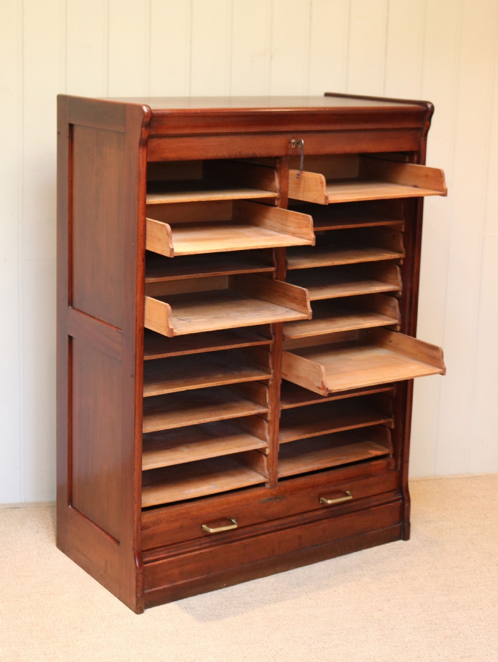 Mahogany Tambour Front Filing Cabinet View V