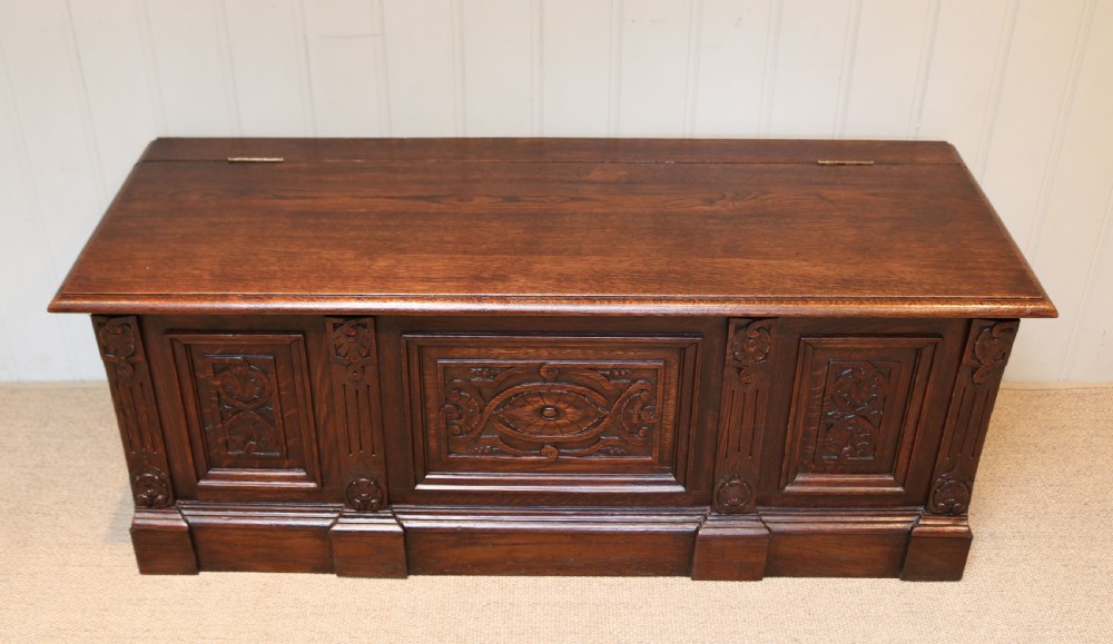 French Carved Oak Coffer View IV