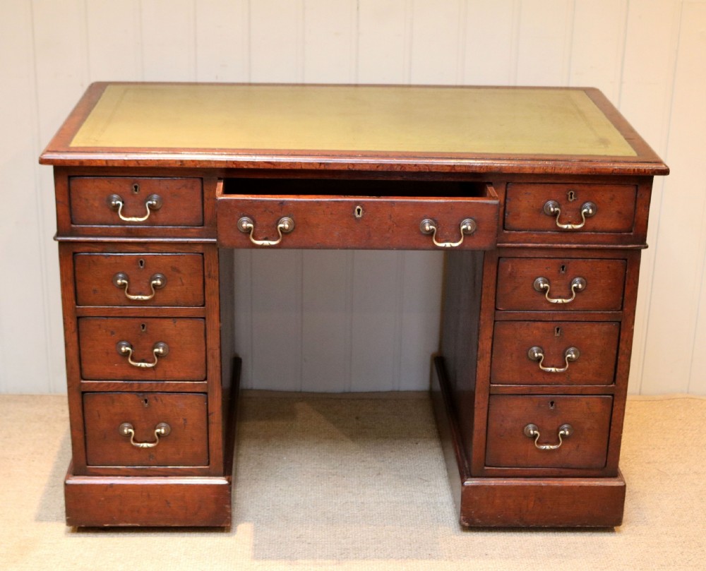 Victorian Oak Pedestal Desk View V