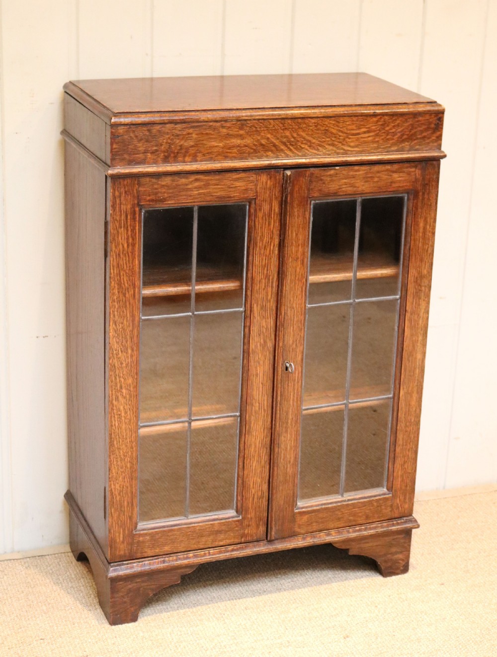 Small Oak Glazed Bookcase View II
