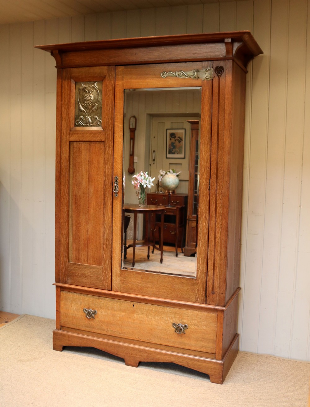 Arts And Crafts Solid Oak Wardrobe View II