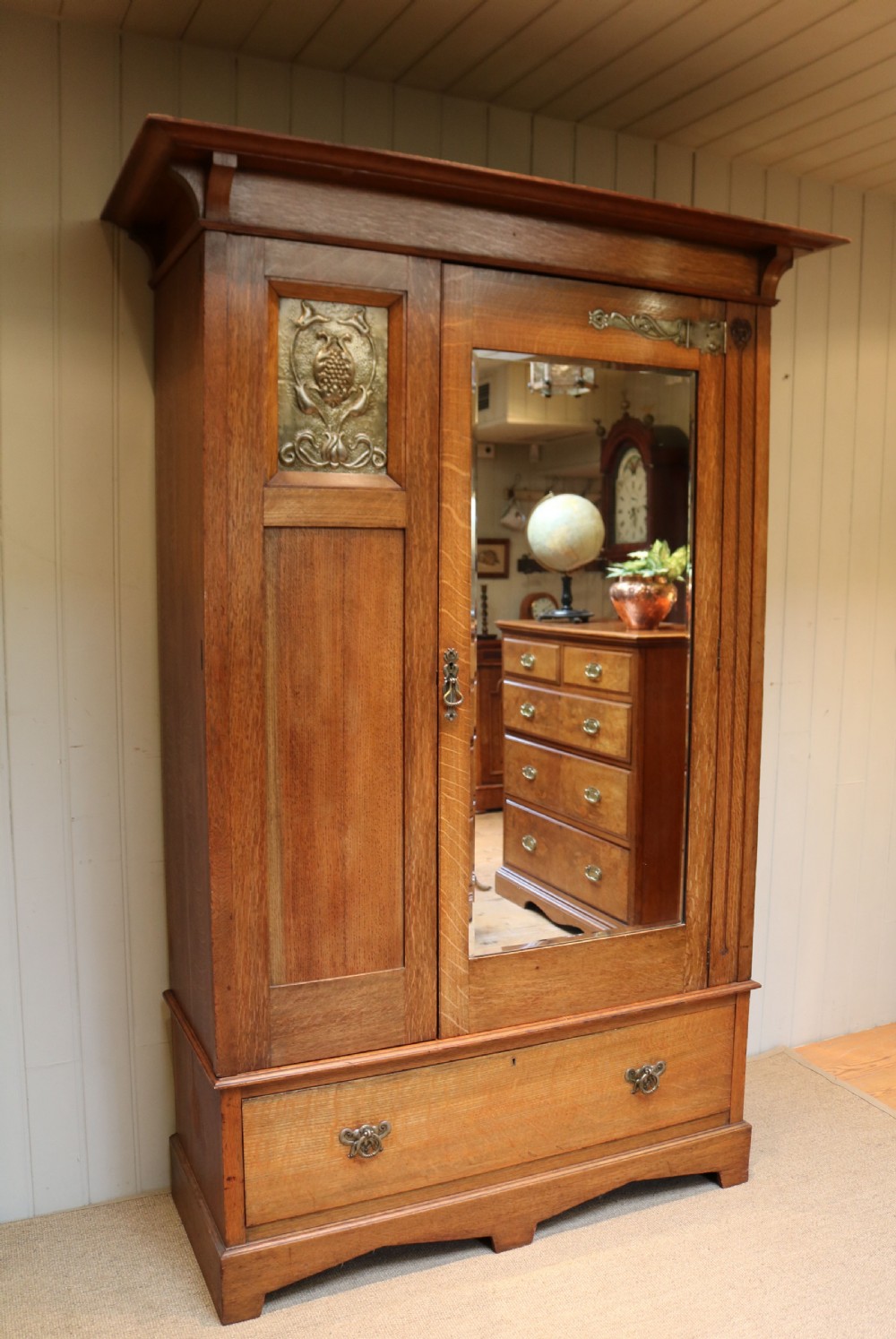 Arts And Crafts Solid Oak Wardrobe View III