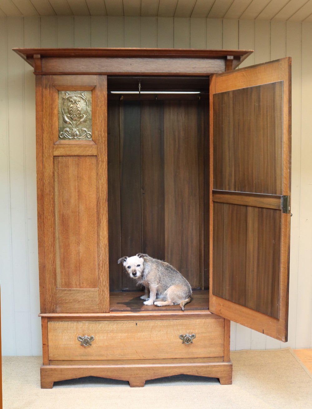 Arts And Crafts Solid Oak Wardrobe View IV