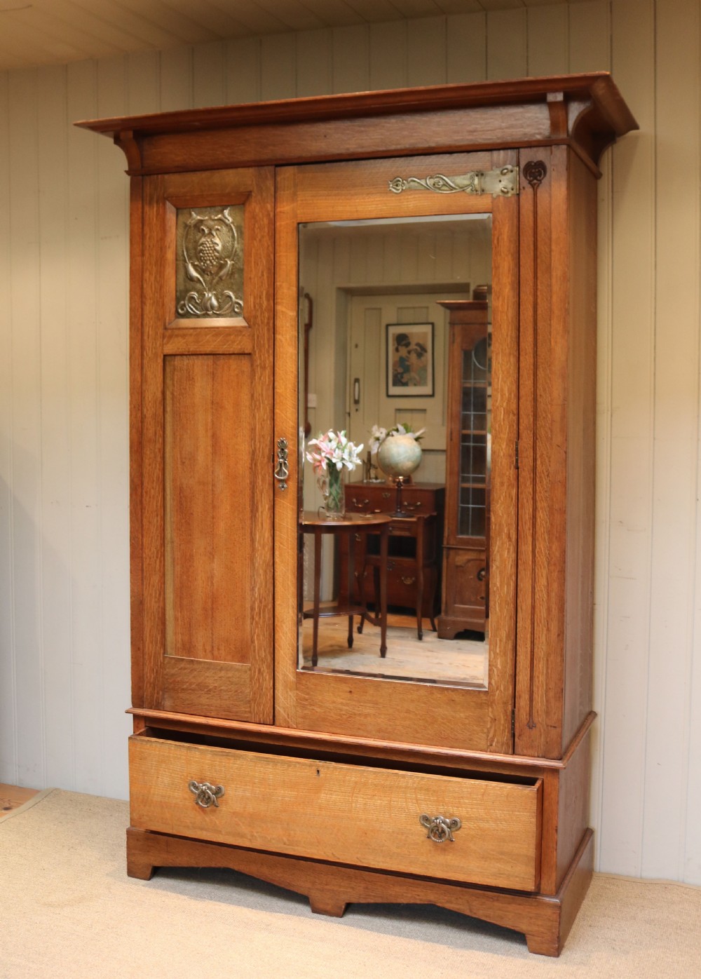Arts And Crafts Solid Oak Wardrobe View V