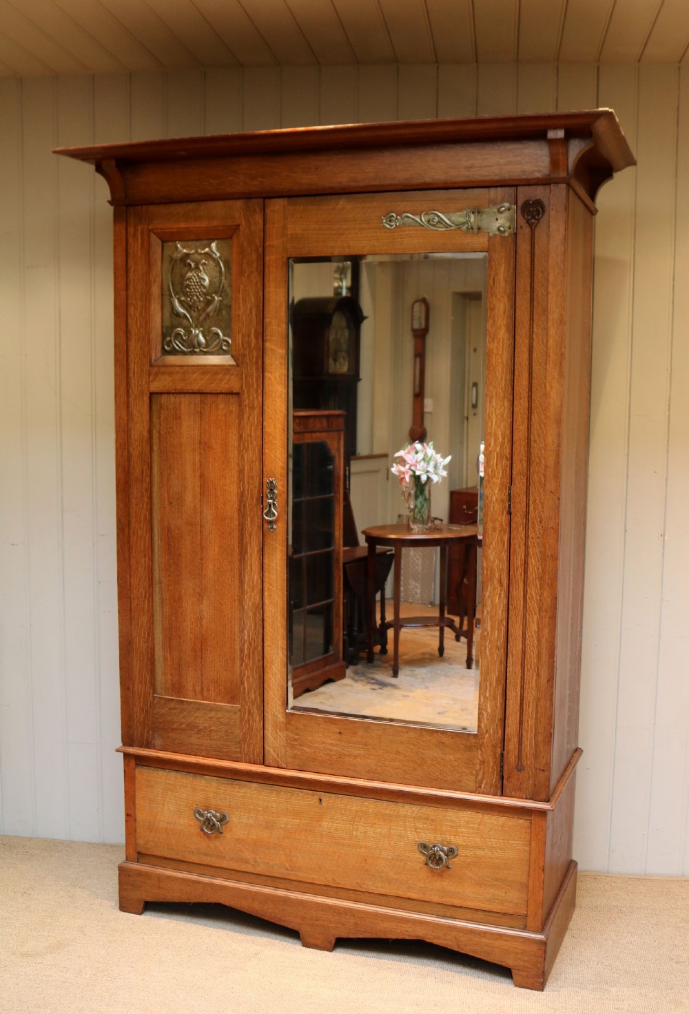 Arts And Crafts Solid Oak Wardrobe View VII