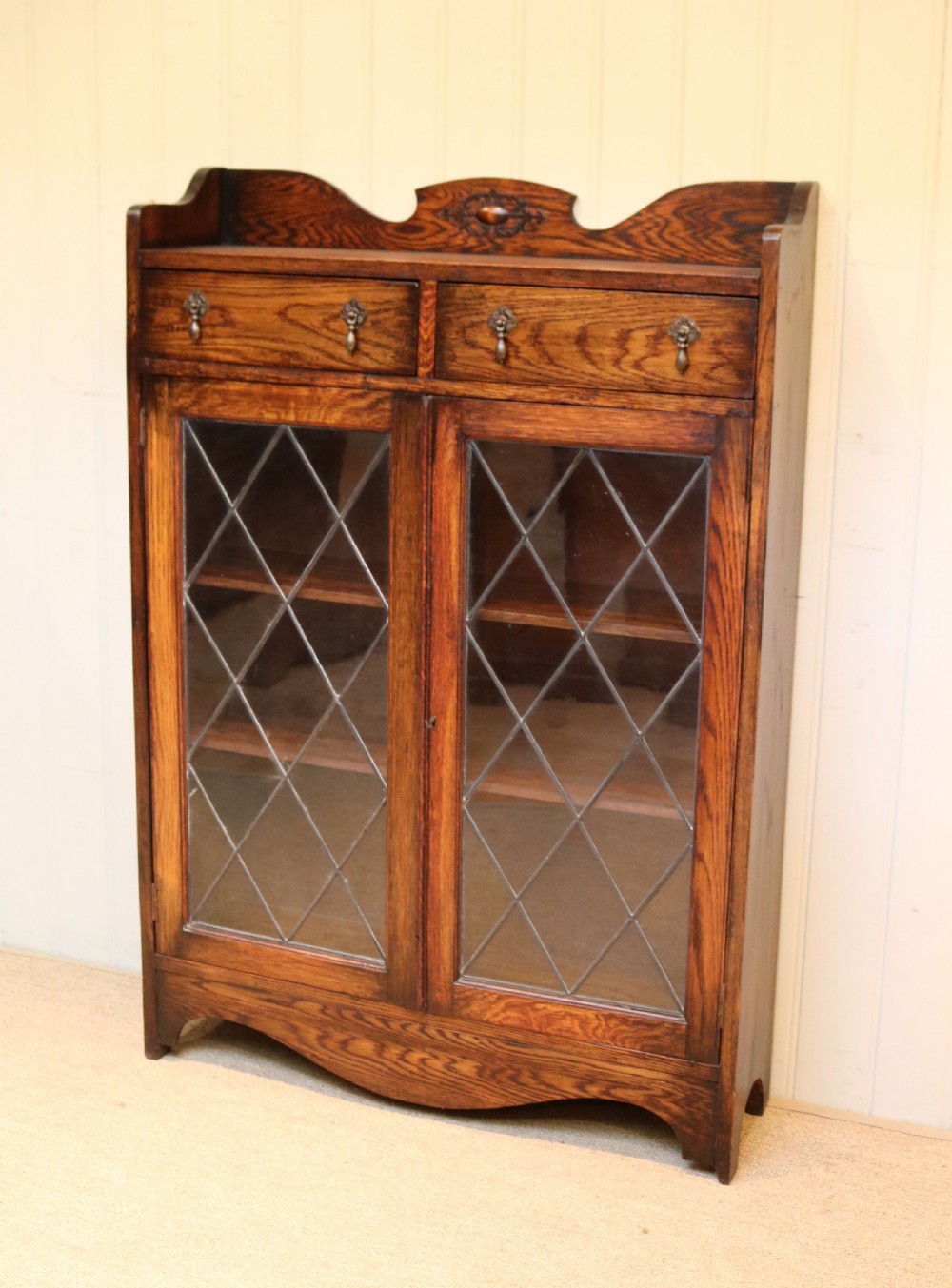Solid Oak Glazed Bookcase View II