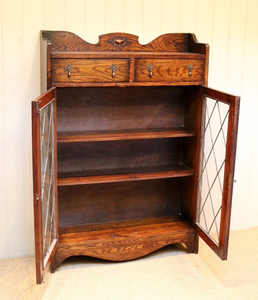 Solid Oak Glazed Bookcase View VI