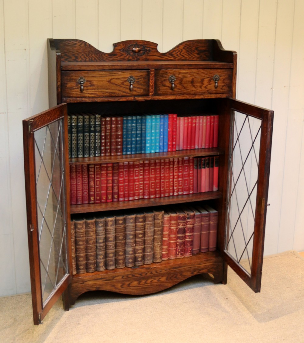 Solid Oak Glazed Bookcase View VIII