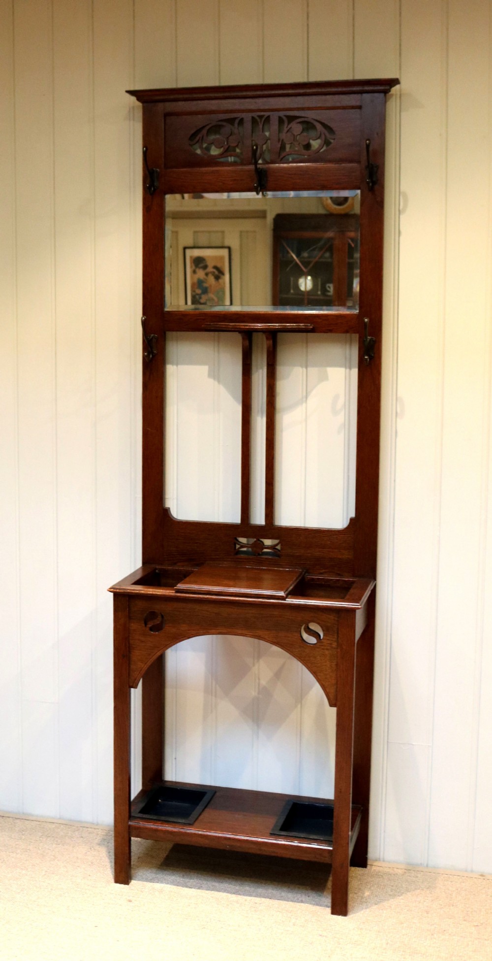 Oak Arts And Crafts Hall Stand View II