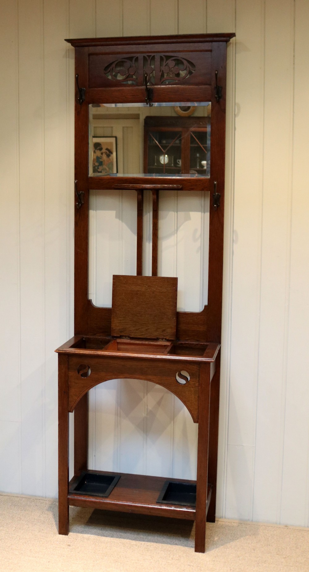 Oak Arts And Crafts Hall Stand View VI