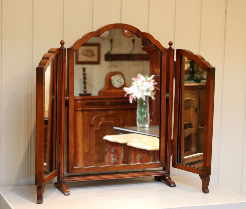 Walnut Trifold Dressing Table Mirror View IV