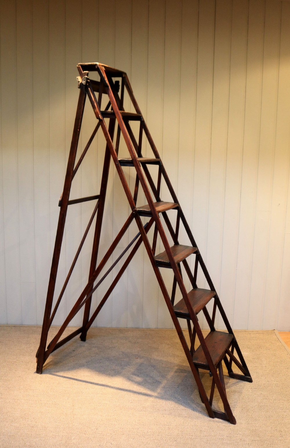 Late 19th Century Lattislap Step Ladder