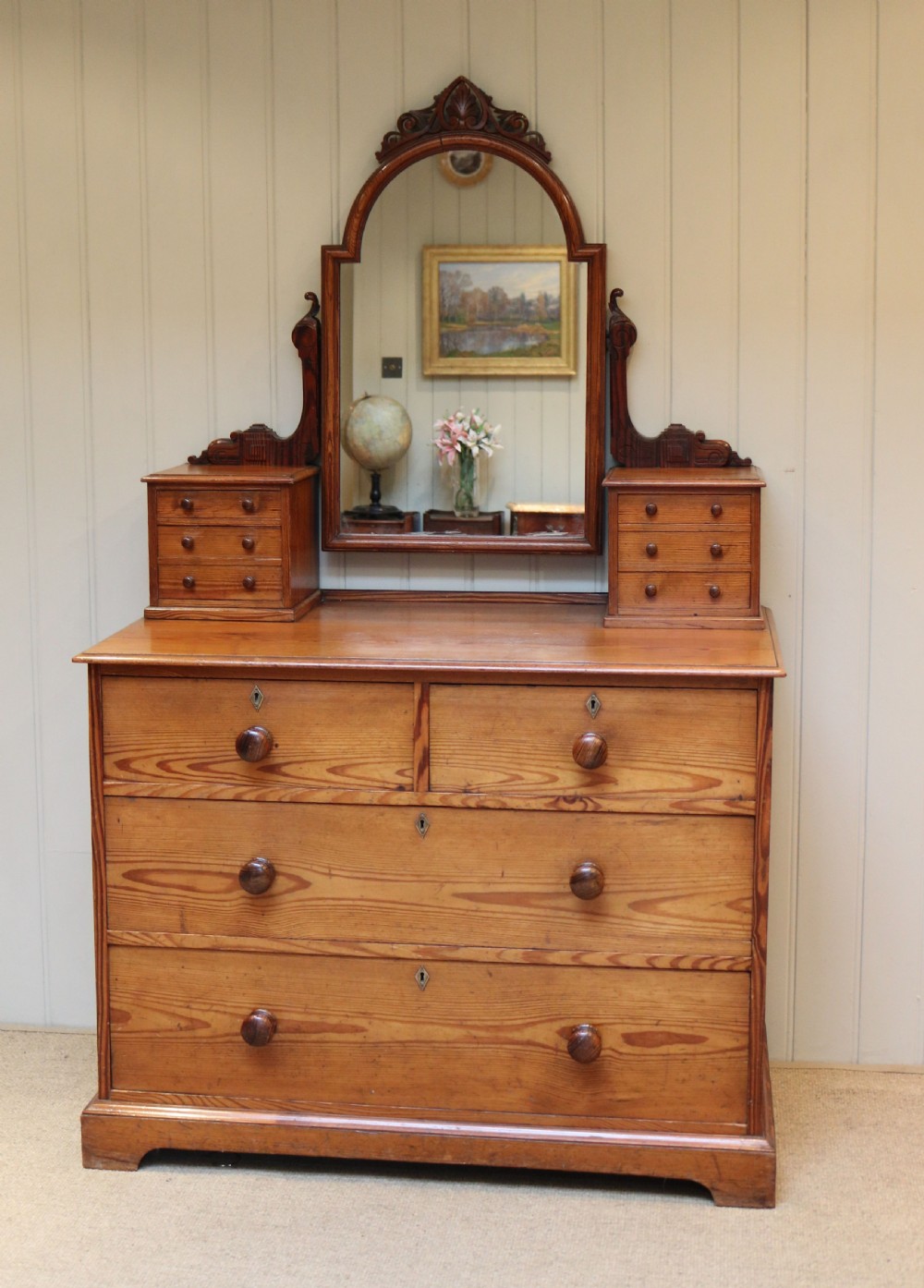 Pitch Pine Dressing Chest Of Drawers View III