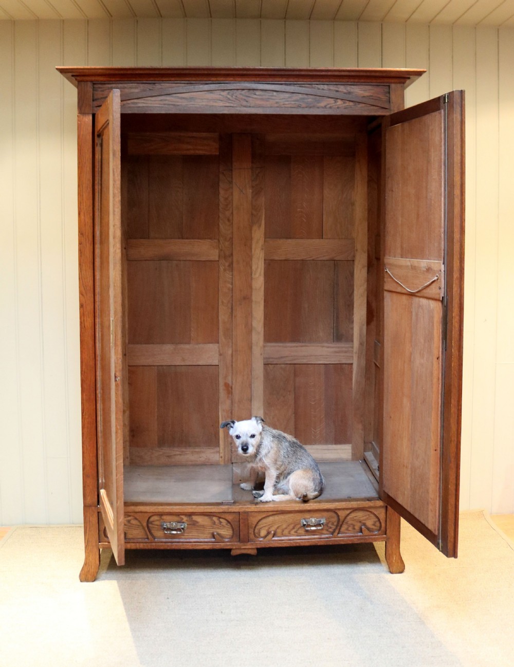 French Oak Art Nouveau Wardrobe View IV
