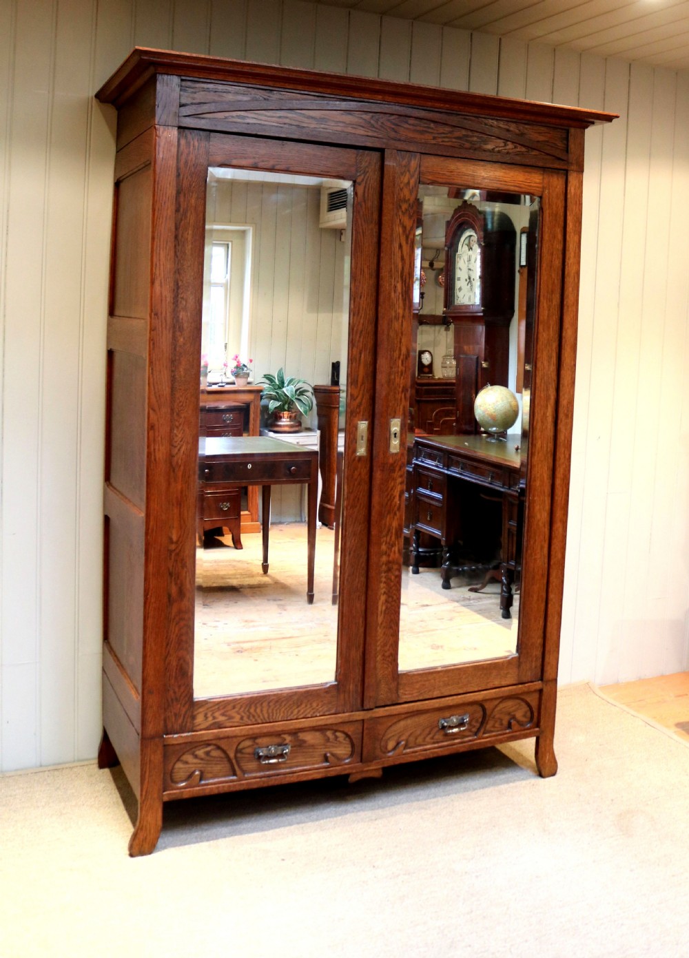 French Oak Art Nouveau Wardrobe View V