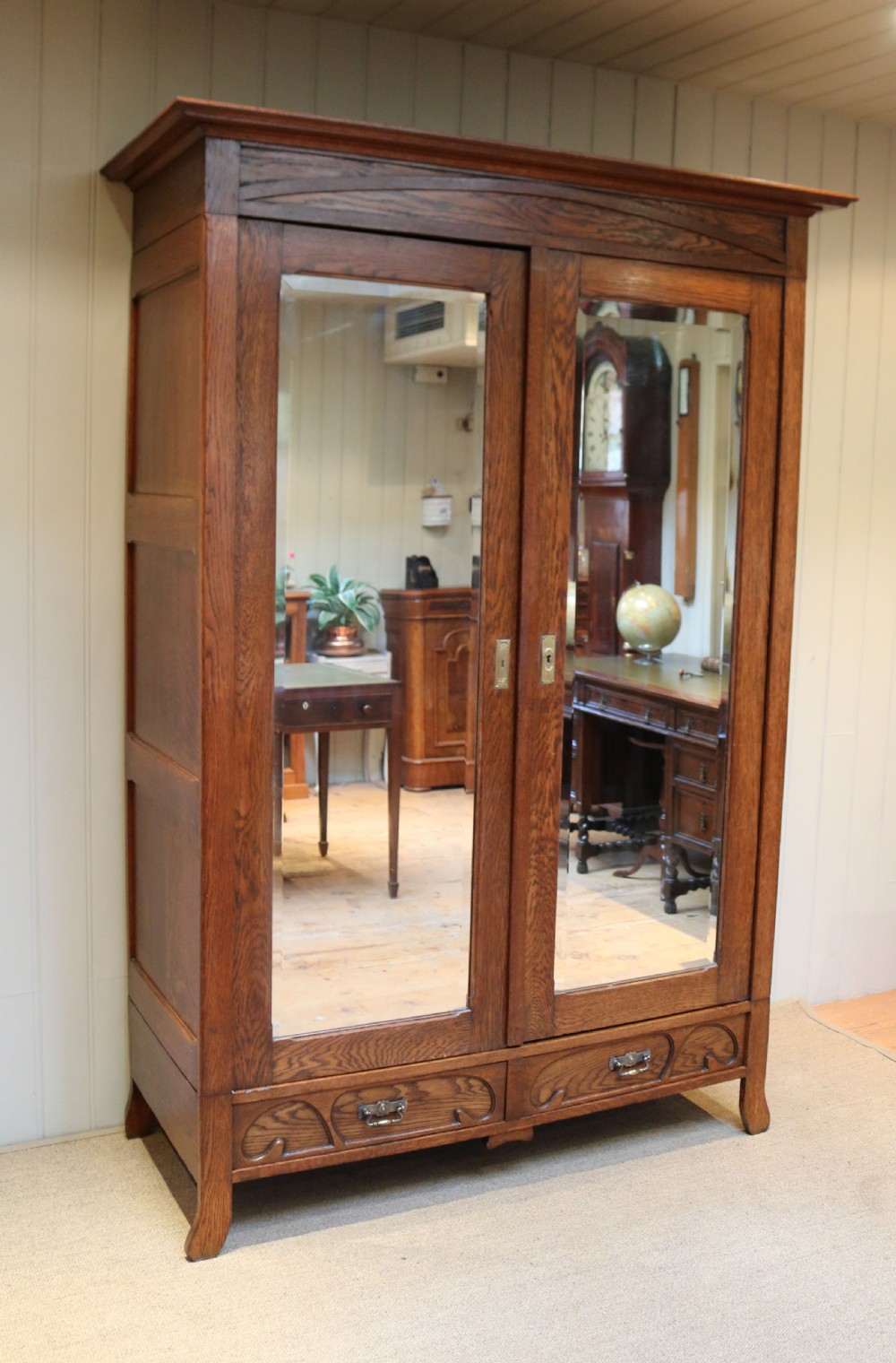 French Oak Art Nouveau Wardrobe View VII