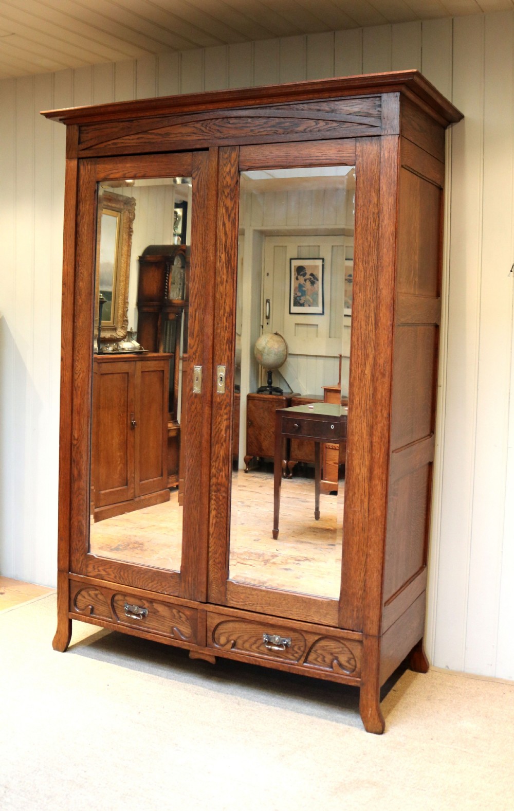 French Oak Art Nouveau Wardrobe View VIII