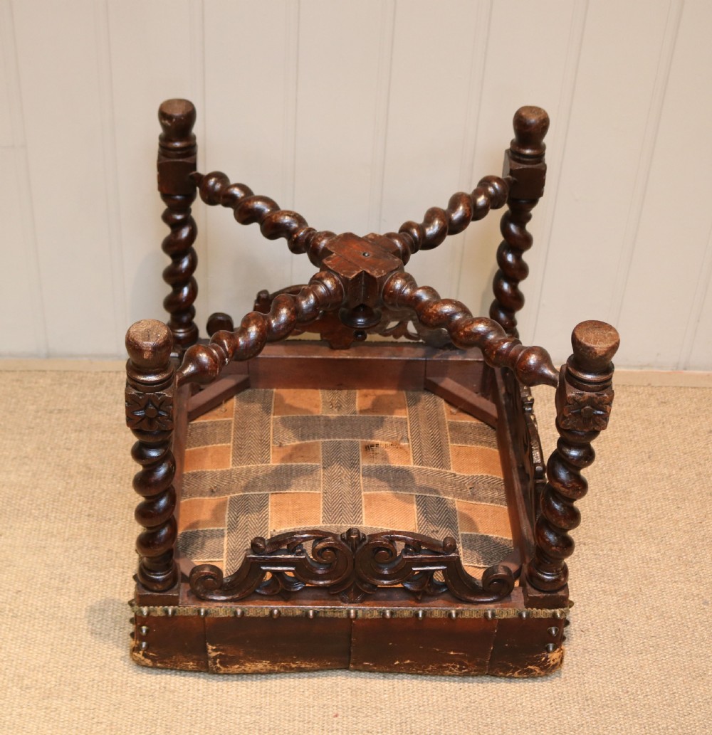 Rustic Oak Leather Top Stool View VII