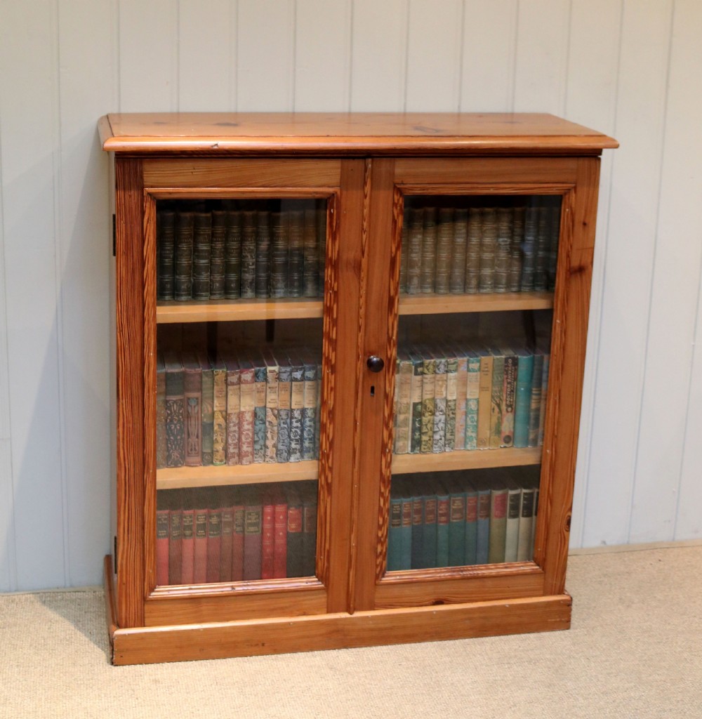 Pine Two Door Glazed Bookcase