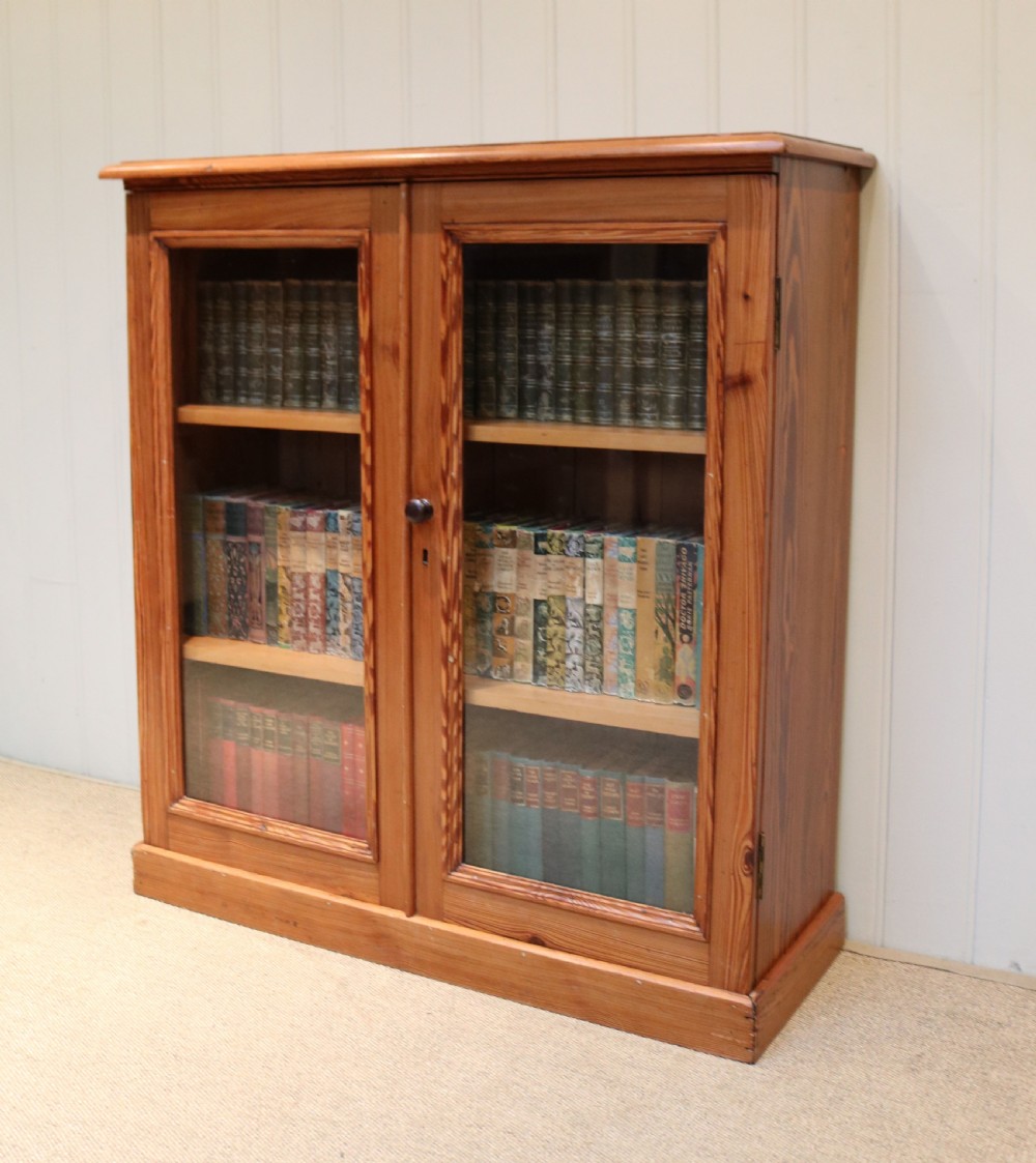 Pine Two Door Glazed Bookcase View V