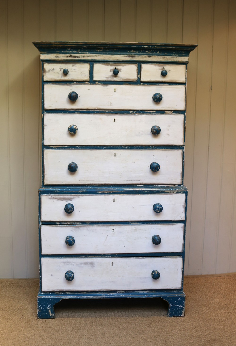 Early 19th Century Painted Pine Chest On Chest View II