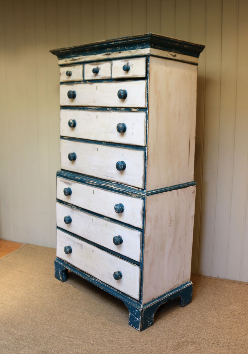 Early 19th Century Painted Pine Chest On Chest View VIII