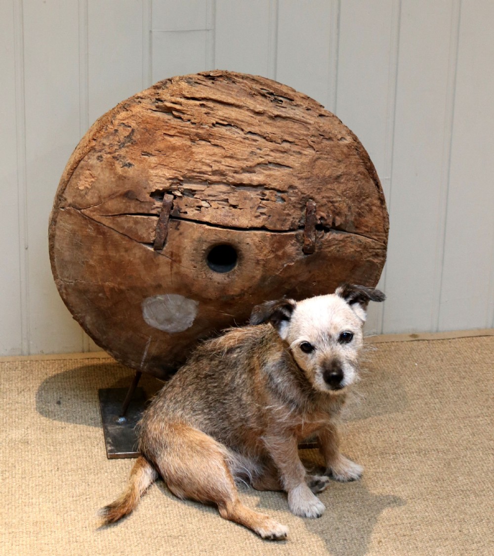 Reclaimed Wooden Industrial Pulley View III