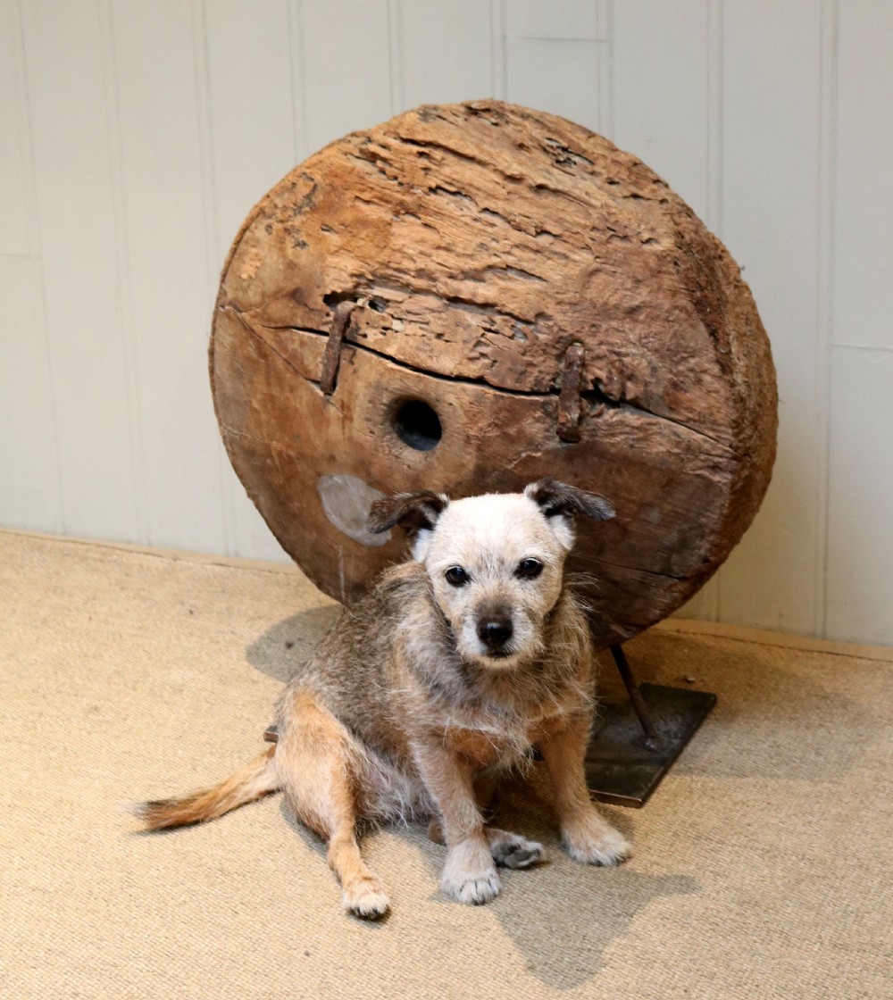 Reclaimed Wooden Industrial Pulley View IV