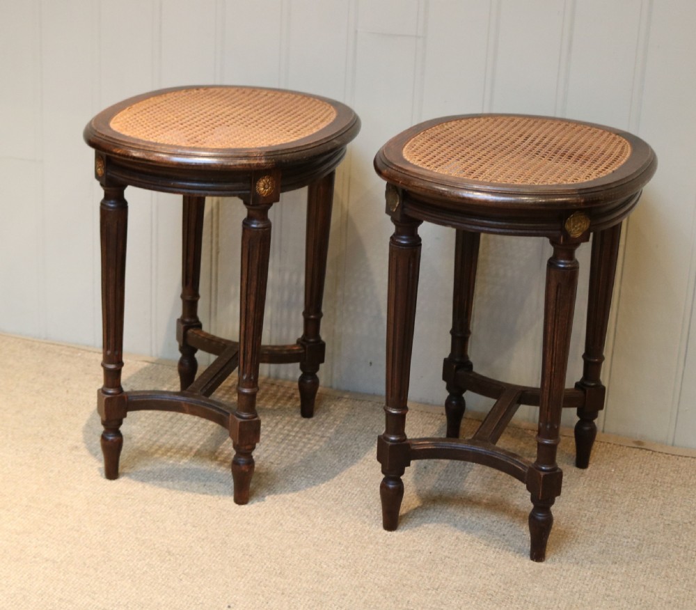 Pair Of French Beech Wood Cane Seat Stools View III