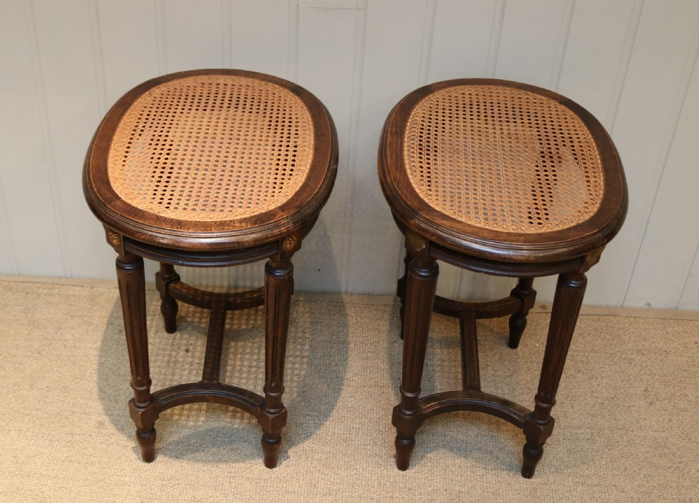 Pair Of French Beech Wood Cane Seat Stools View IV