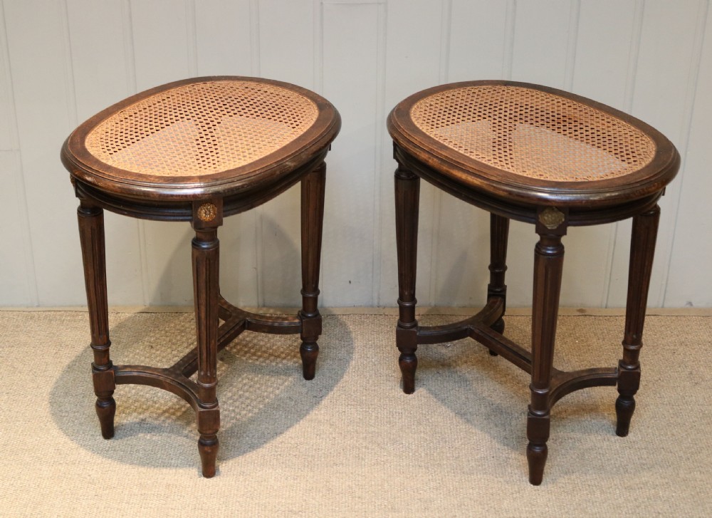 Pair Of French Beech Wood Cane Seat Stools View V