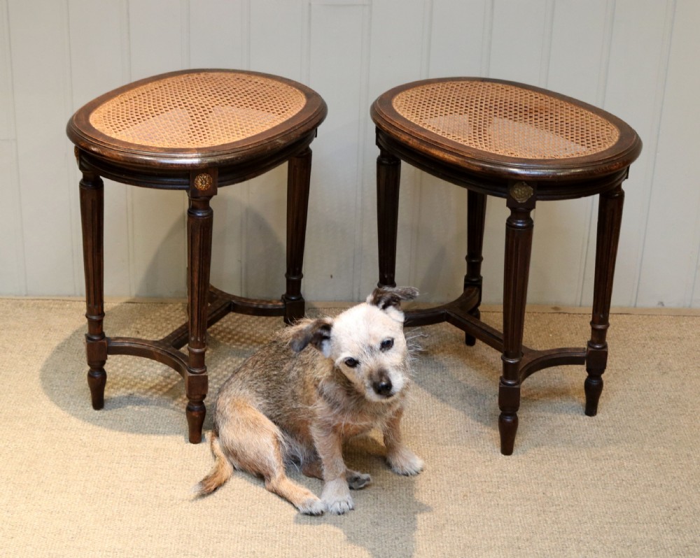 Pair Of French Beech Wood Cane Seat Stools View VI