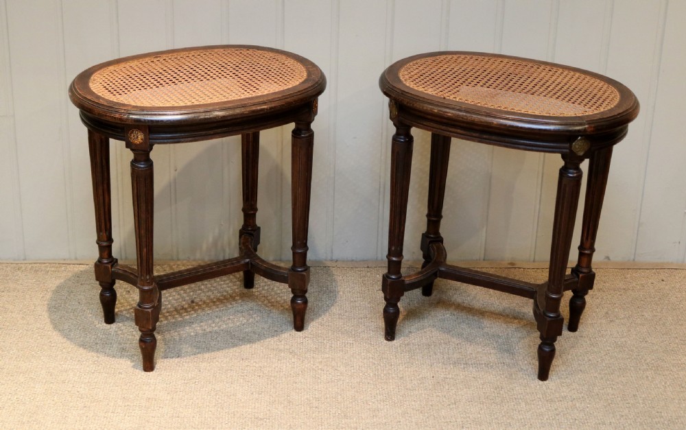 Pair Of French Beech Wood Cane Seat Stools View VII